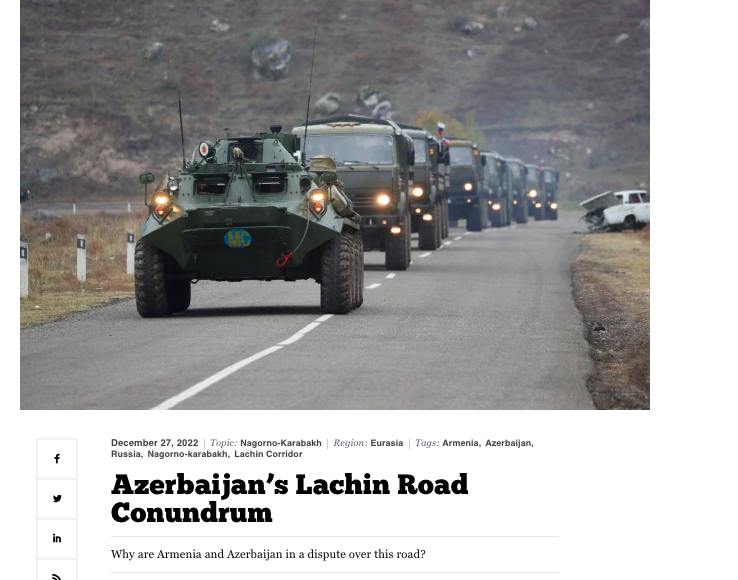 Azerbaijan’s Lachin Road Conundrum