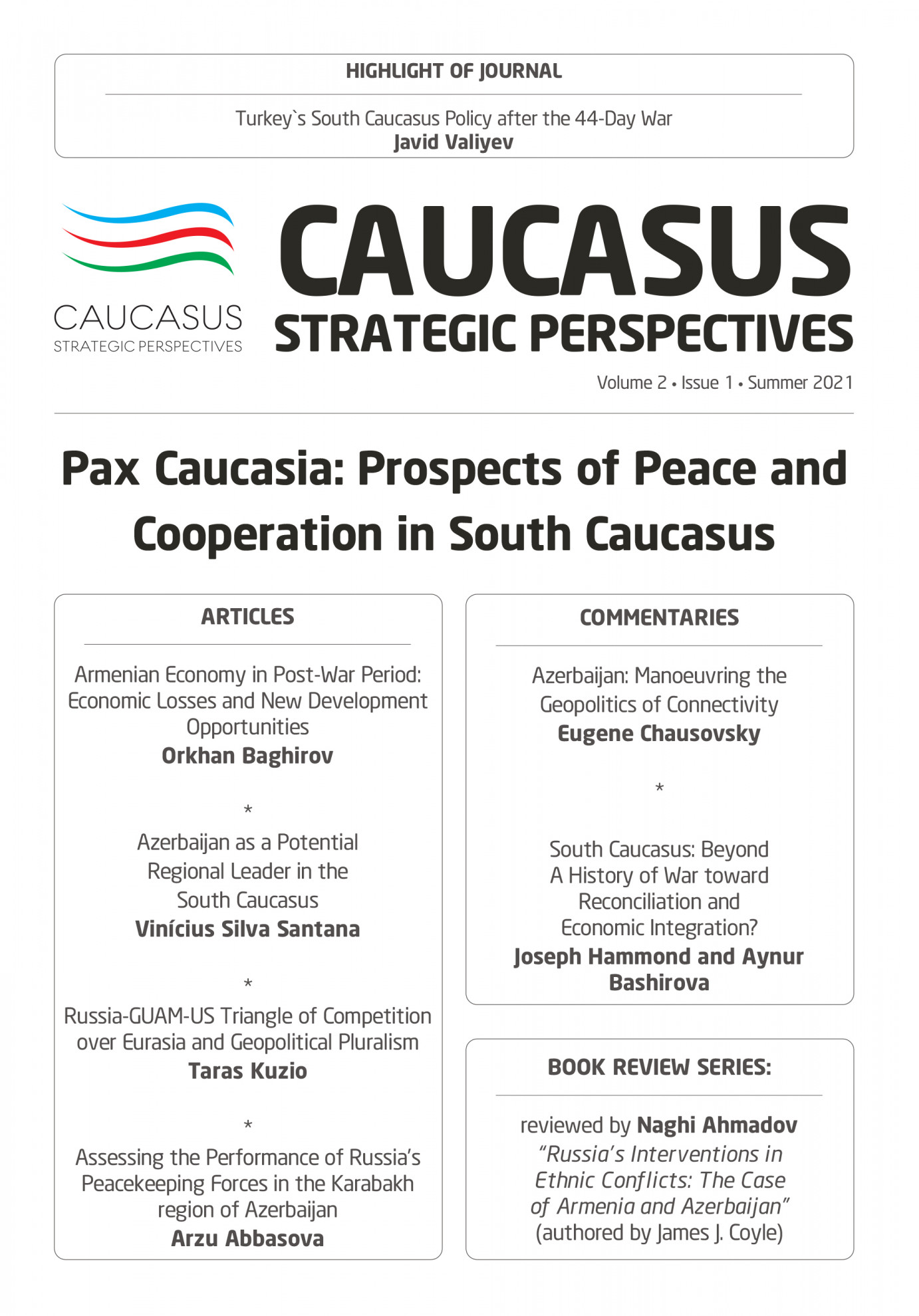 A new issue of the Journal of Caucasus Strategic Perspectives has been released